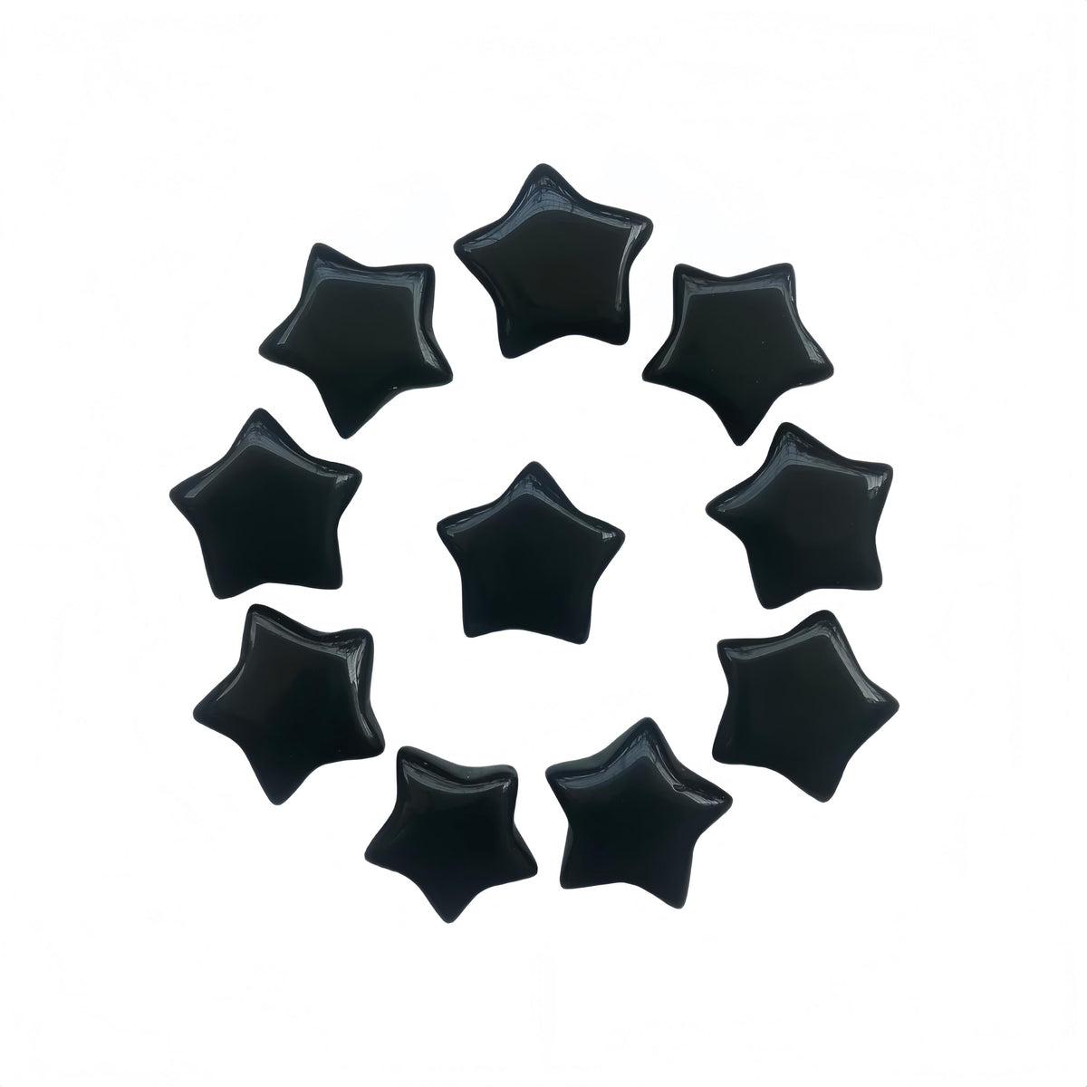 Sunshcat Natural Black Obsidian 10Pcs Star Shaped Thumb Crystals and Healing Stone,0.6" Haped DIY Jewelry ﻿