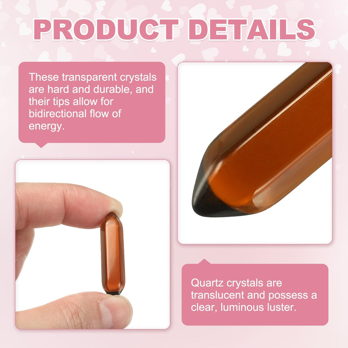 MECCANIXITY 10 Pack Tea Quartz Crystals, Polished Crystals Bulk Hexagonal Shaped Meditation Gemstone for Jewelry Making Energy Balance Accessories Gifts