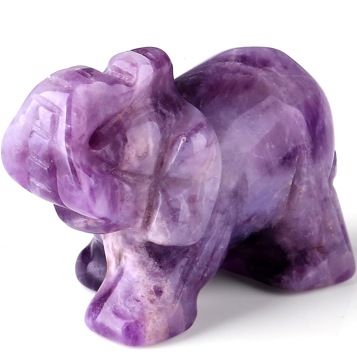 QINJIEJIE Amethyst Elephant Decor Statue Crystals Healing Stones Crystal Pocket Figurines Cute Stocking Stuffers Sculpture Gemstones Spiritual Home Office Desk Purple Decor Elephant Gifts for Women