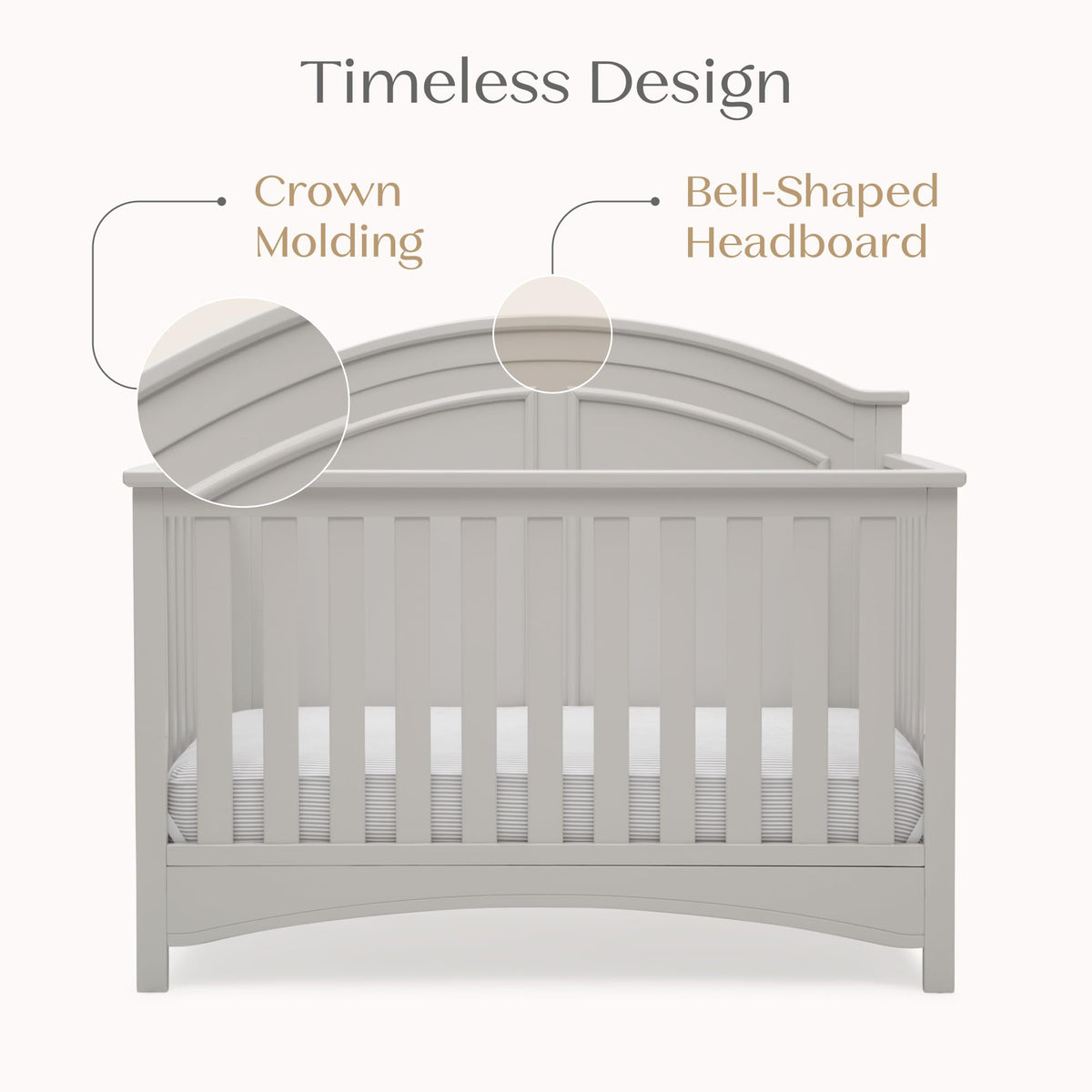 Delta Children Perry 6-in-1 Convertible Crib - Greenguard Gold Certified, Moonstruck Grey