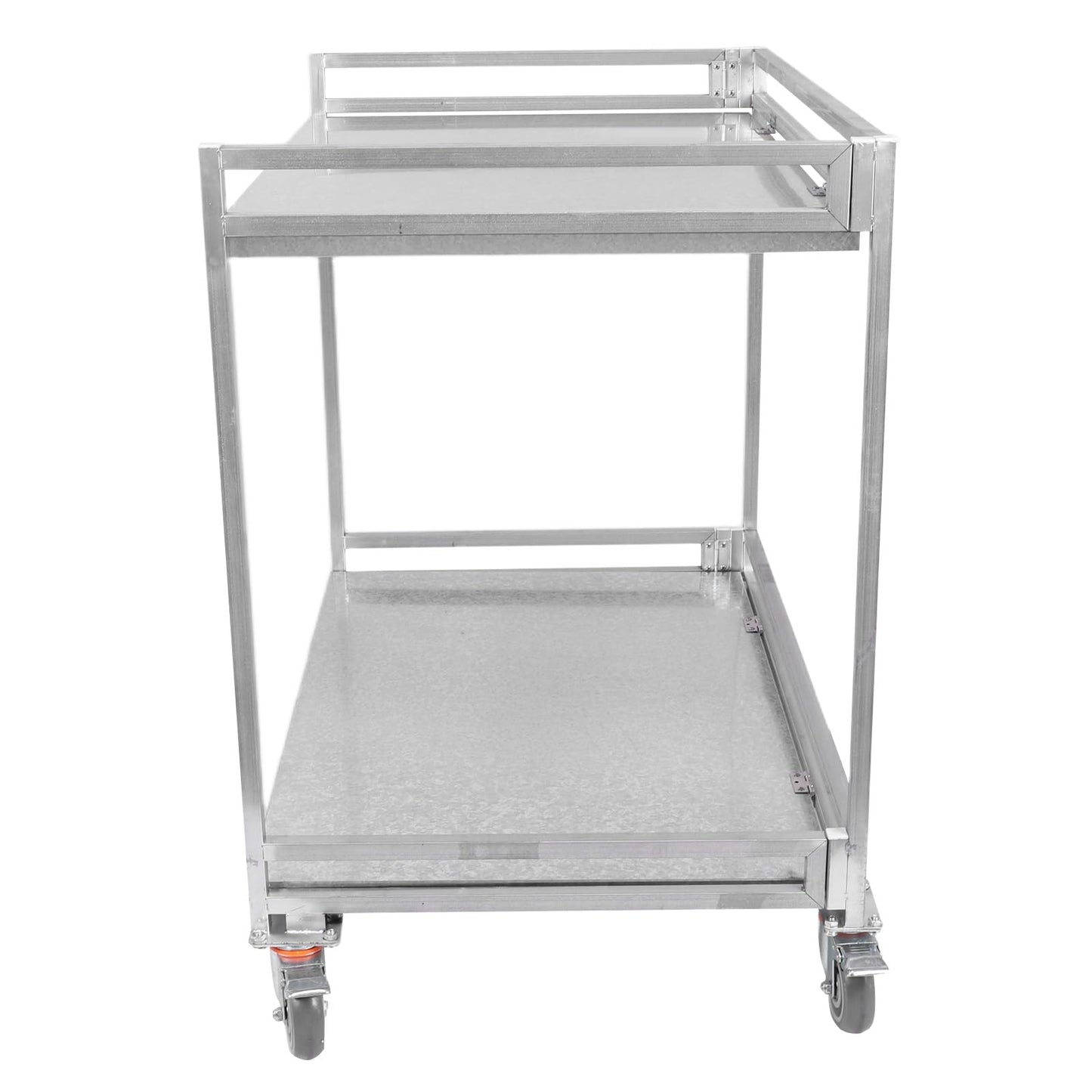 Metal Cart on Wheels 660 lbs Capacity, 2‑Shelf Folding Stainless Steel Cart with Handle, Metal Rolling Cart with Wheels, Rolling Metal Cart for Warehouse Garage Home – 39"x36"