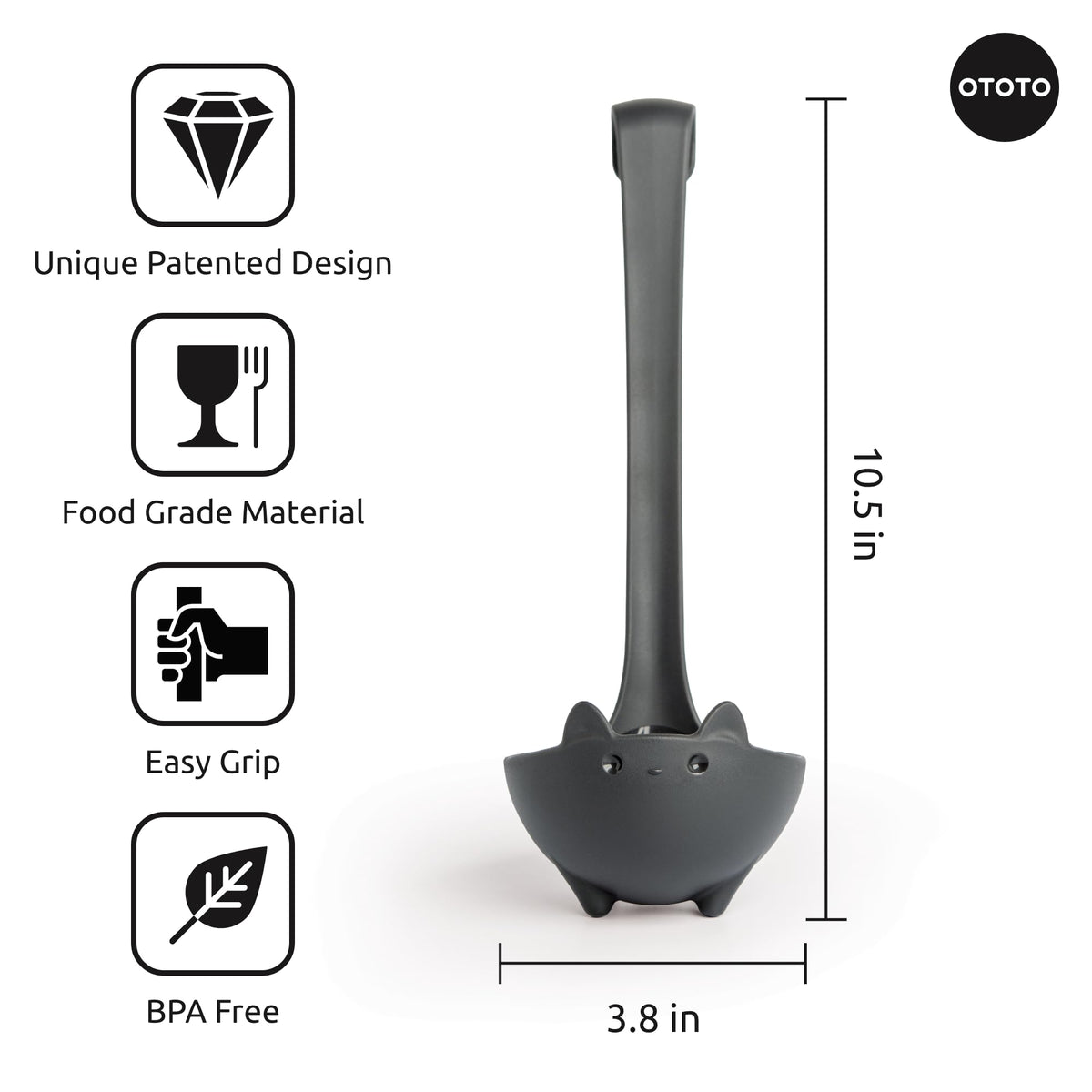 OTOTO Katie Cat Soup Ladle - Halloween Gifts Black Cat, Gothic Gifts, Gifts for Cat Lovers - Spooky Cat Gift, Cute Kitchen Accessories, Fun Gifts (Katie Cat, Black)