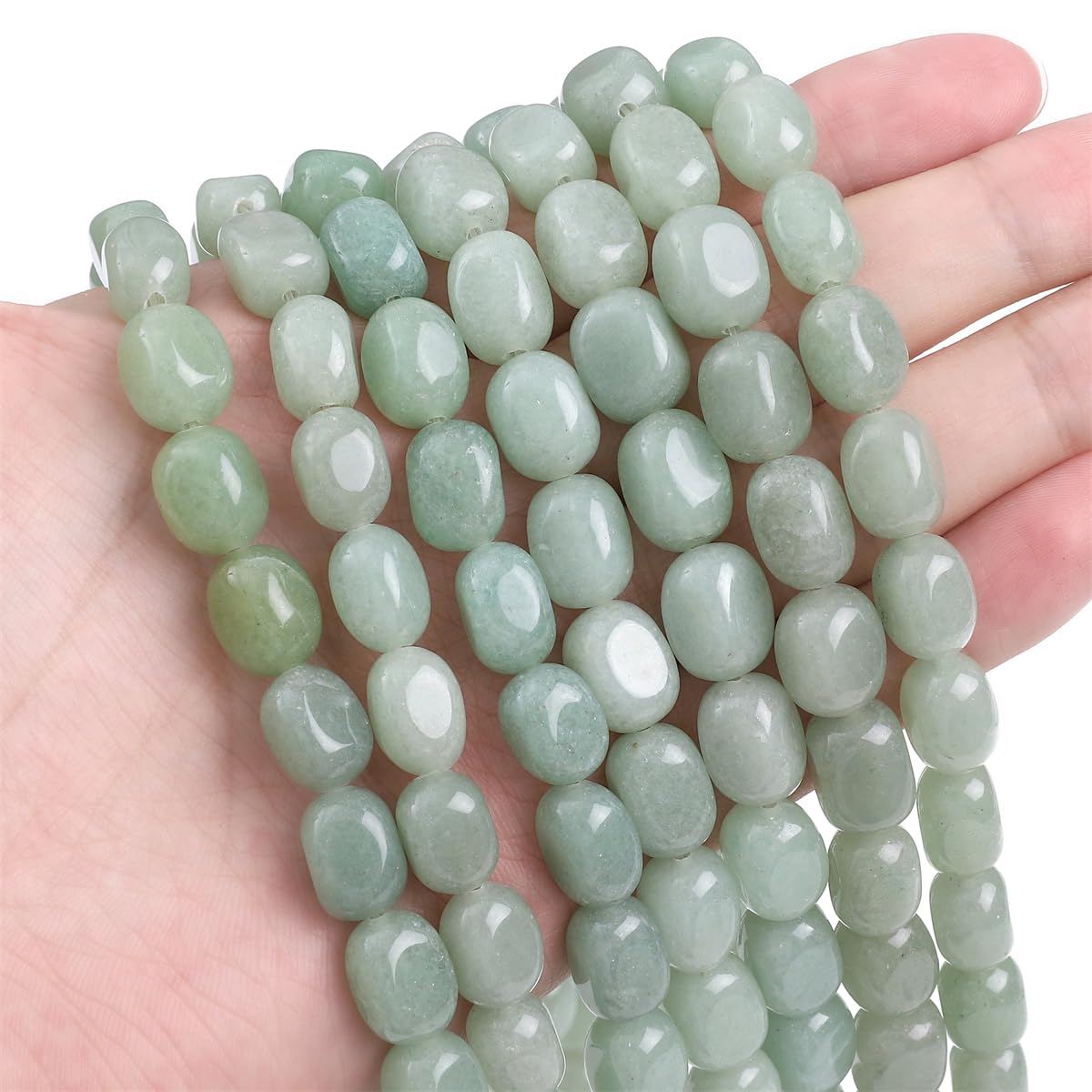 BEADIA Natural Light Green Aventurine Cuboid Stone Loose Semi Gemstone Beads for Jewelry Making 8mmx12mm 38cm/Strand