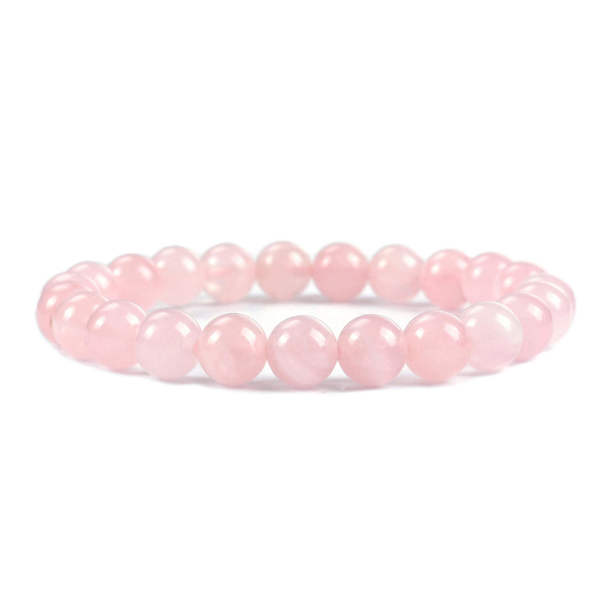 Cherry Tree Collection - Small, Medium, Large Sizes - Gemstone Beaded Bracelets For Women and Men - 8mm Round Beads (Madagascar Rose Quartz - Medium)
