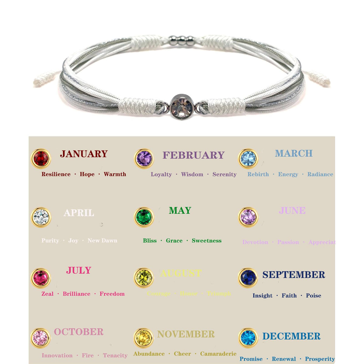 Crgwxzl April Birthstone Bracelets for Women Men,Healing Crystal Protection Stone Map Stone Beads Bracelet,String Wrap Zodiac Month Bracelets Birthday Jewelry Gifts