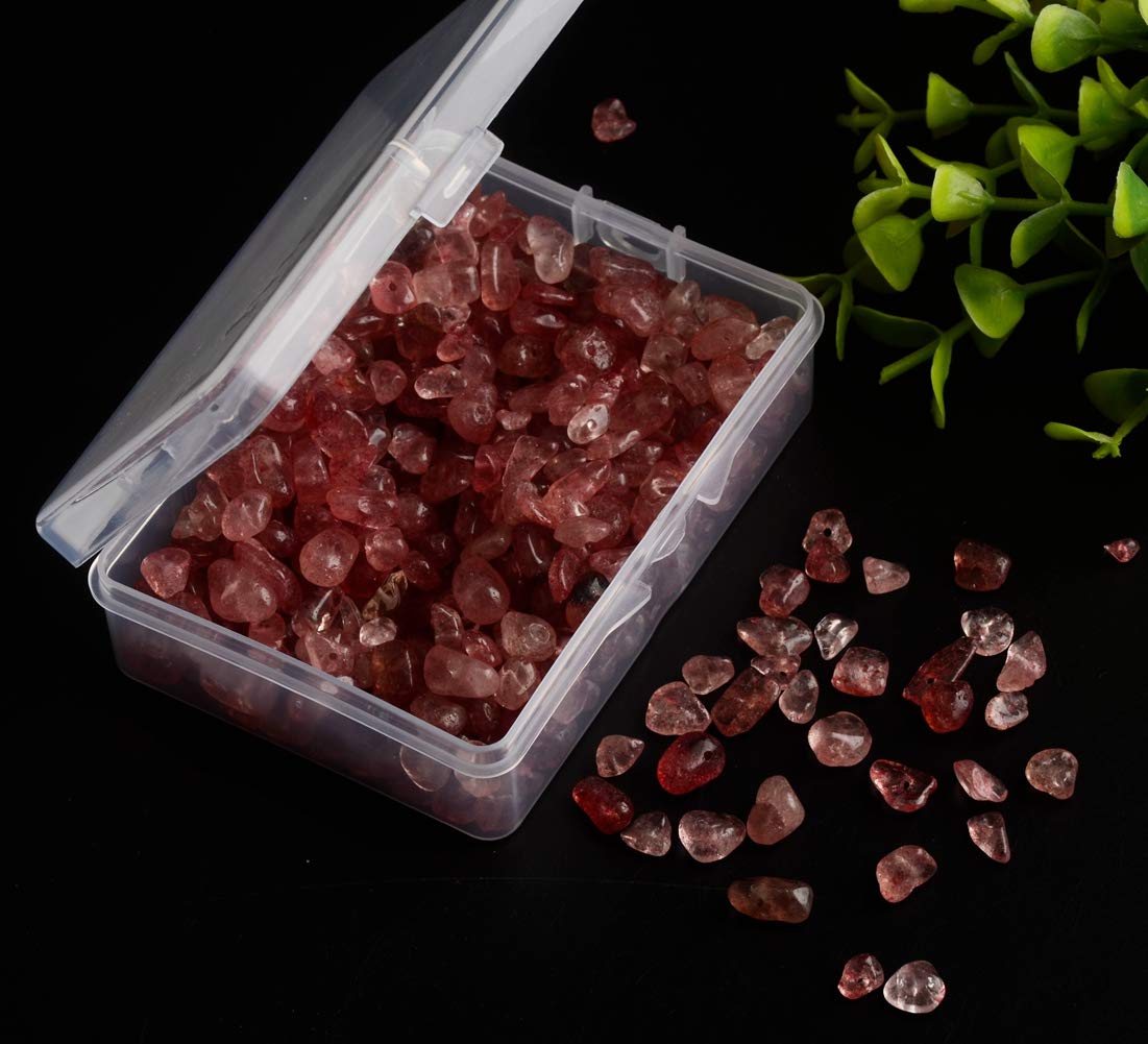 Natural Chip Stone Beads Strawberry Quartz 5-8mm About 400 Pieces Irregular Gemstones Healing Crystal Loose Rocks Bead Hole Drilled DIY for Bracelet Jewelry Making Crafting (5-8mm, Strawberry Quartz)