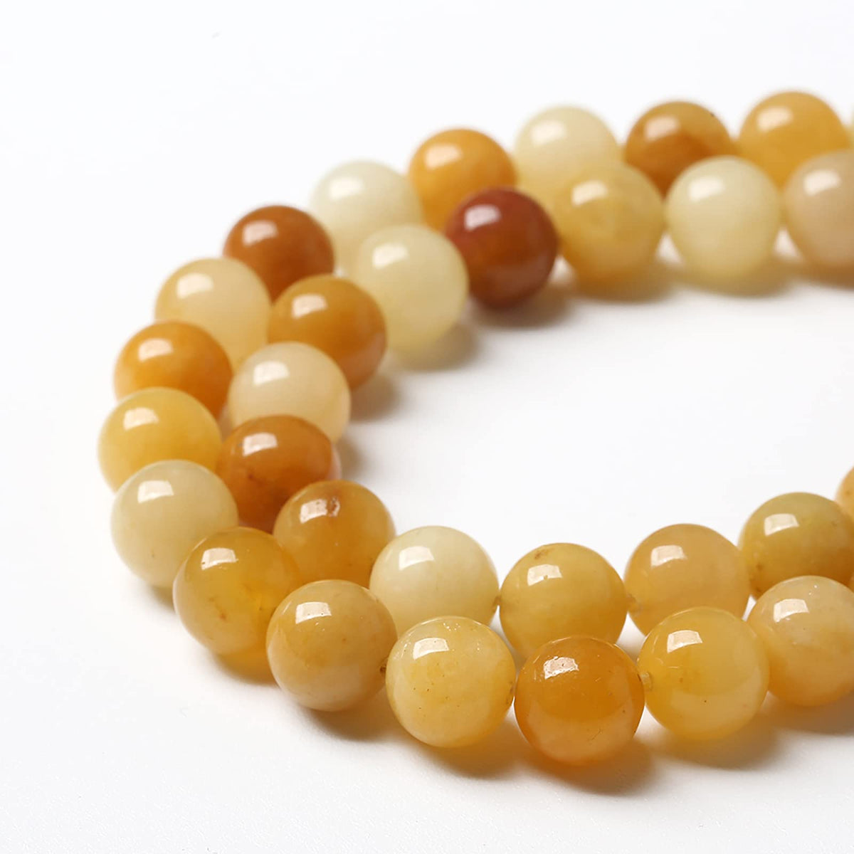 8mm 45pcs Natural Yellow Aventurine Jade Beads Round Loose Beads Energy Crystal Healing Power Gemstone for Jewelry Making DIY Bracelet 15 Inch