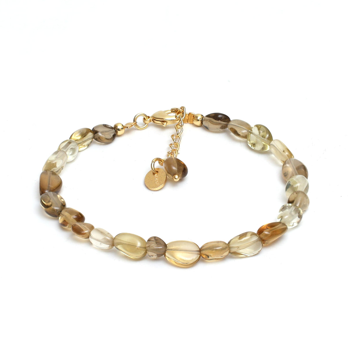 Gempires Lemon Quartz Beaded Bracelets Lightweight Handmade Gemstone Jewelry Hypoallergenic 8 Inch Gold Plated Everyday Jewelry Gifts For Woman