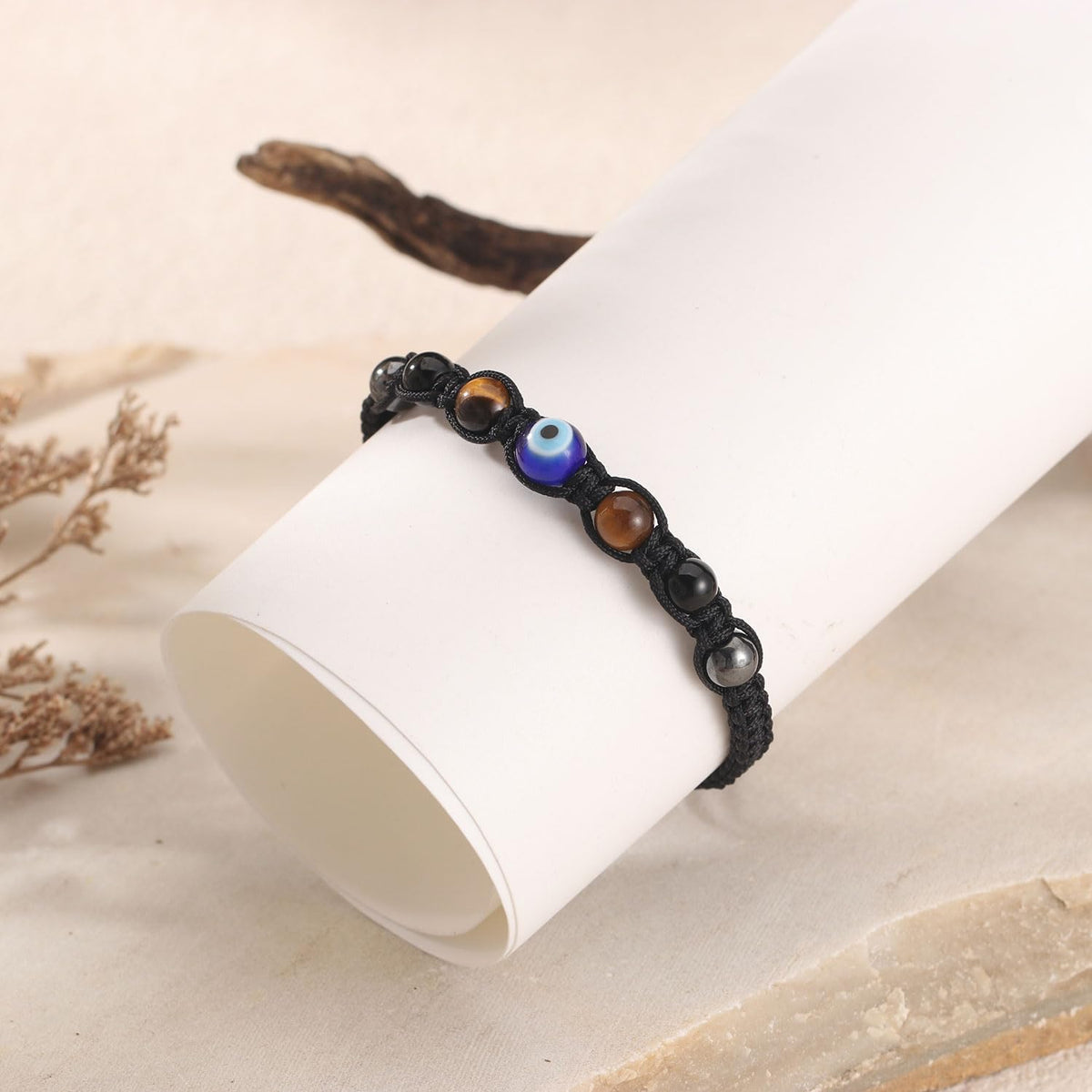 AULSIEY Evil Eye Bracelets for Women, Evil Eye Jewelry Anklet Beaded Bracelet, Triple Empath Protection Bracelet for Women, Chakra Tiger Eye Protection Healing Bracelets-String