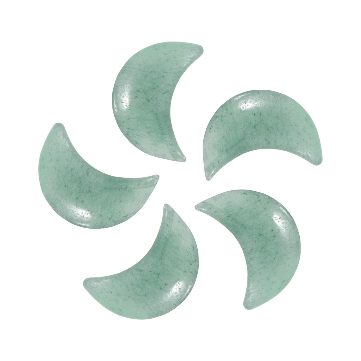 MECCANIXITY 5 Pcs Moon Crystal Worry Stone, 0.5 Inch Length Natural Emerald Green Moon Gemstone Bulk, Carved Pocket Stones for Meditation Balancing Pendant Decor