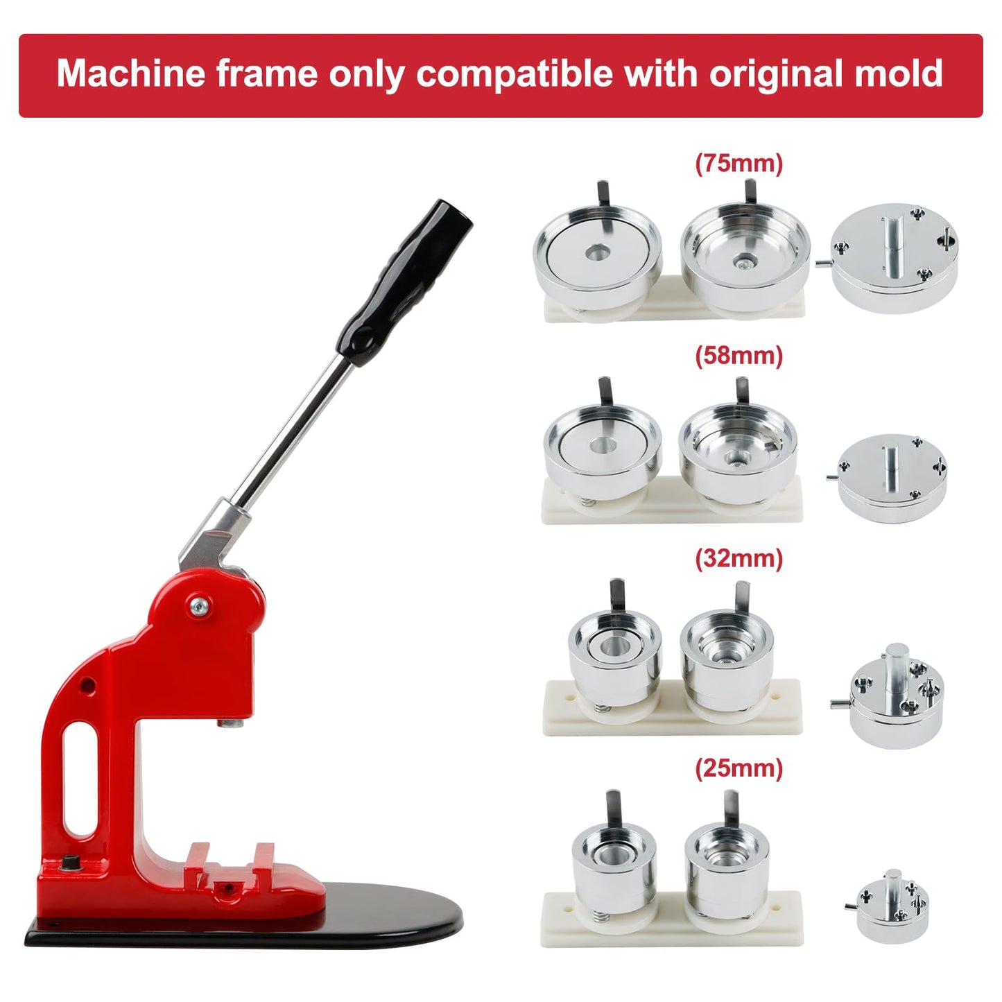 MK.Bear Button Maker Machine Frame, DIY Button Press Machine, Compatible with Slide Molds, Frame Only