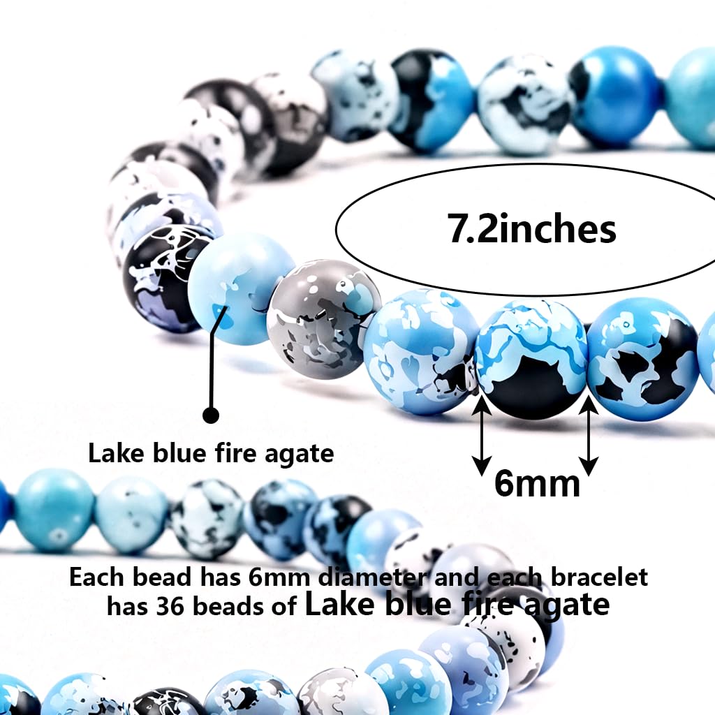 PZTIIY Natural Energy Healing Stone Charm Bracelet 6mm Natural Energy Healing Lava Rock Bracelet - Unisex (Small)
