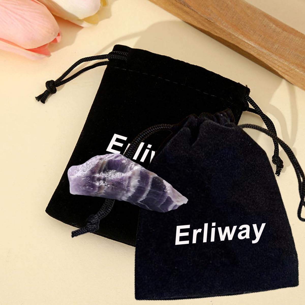 Erliway 1.25-2" Dream Amethyst Raw Stone and Healing Crystals, Natural Rough Stone for Tumbling, Cabbing, Fountain Rocks, Decoration, Raw Crystal and Healing Stones for Polishing, Wicca & Reiki