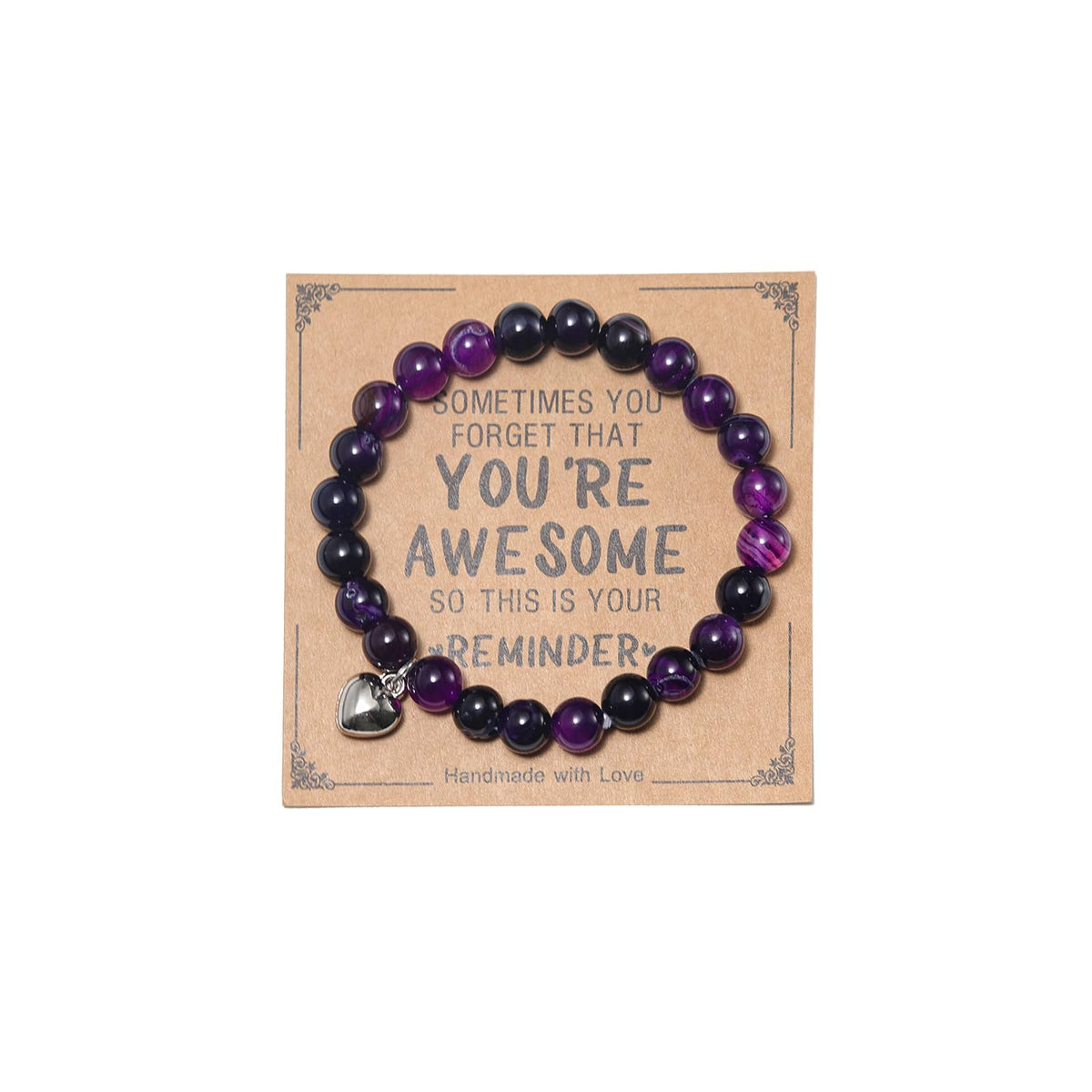 Inspirational Bracelets for Women Natural Stone Healing Relaxation Chakra Bracelet Gifts for Birthday Christmas Mothers day Valentines Thanksgiving Teacher Appreciation Gifts for Mom Best Friend Sister Women(A Amethyst)