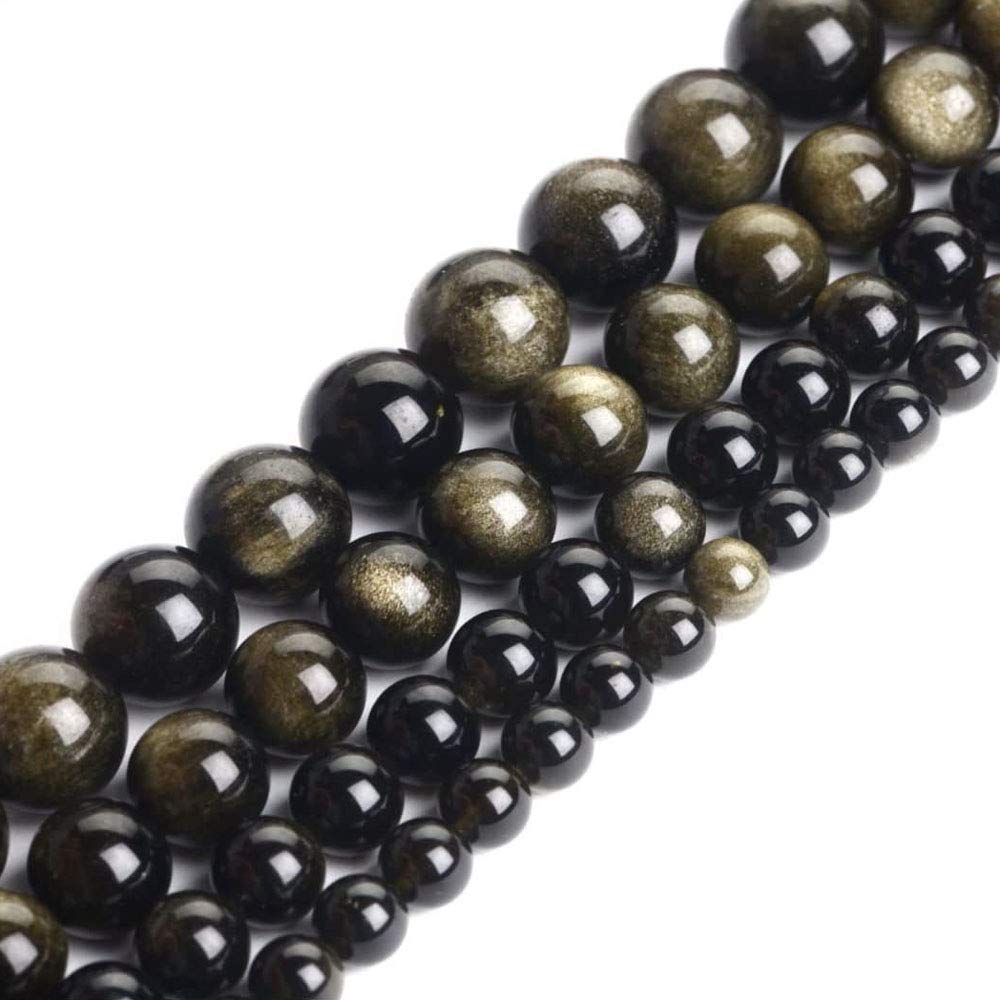 Genuine Golden Obsidian Beads for Jewelry Making Gemstone Semi Precious Stone Round 10mm Strand 15"(36-38pcs)