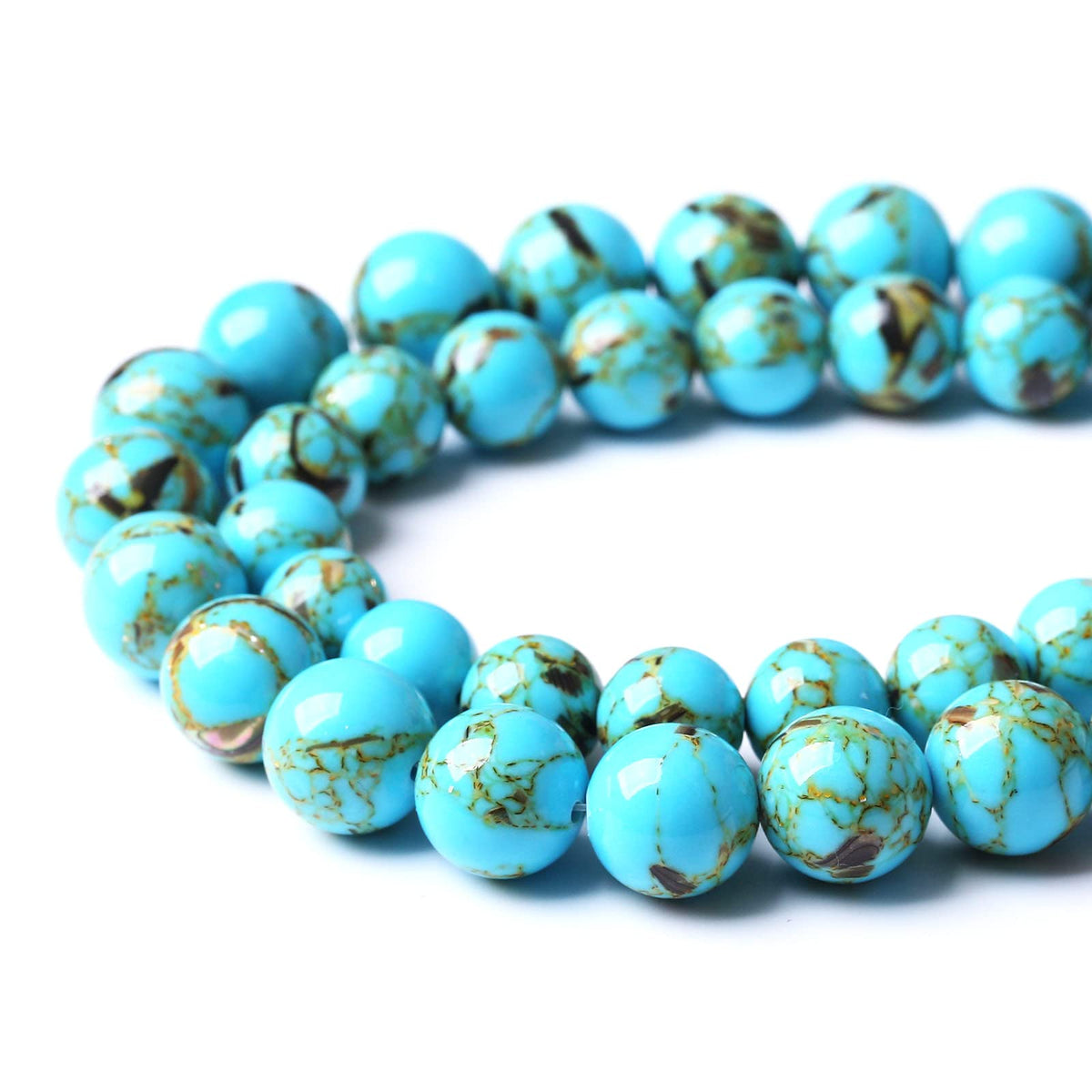 4MM 90PCS Shell Turquoise With Mother-of-Pearl Round Loose Natural Gem Beads for Jewelry Making 15"
