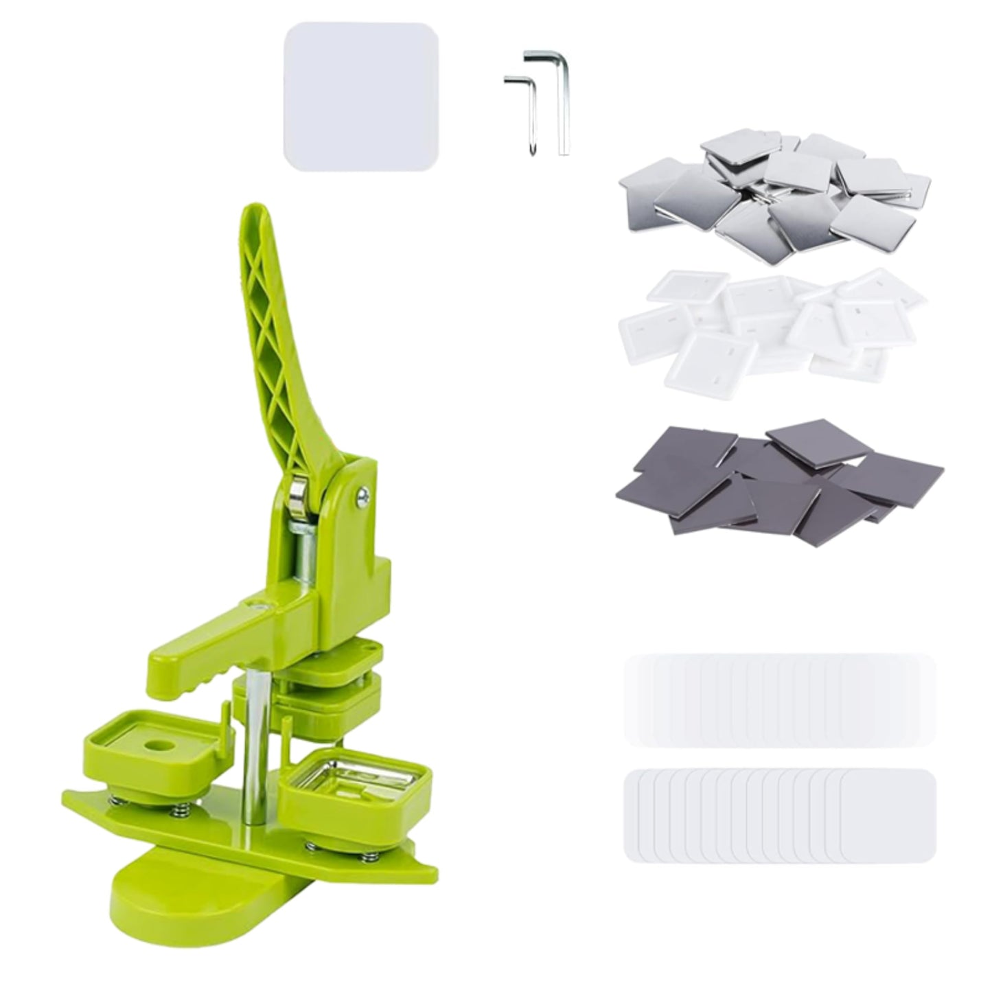 DCBADGE Square-Shaped Button Maker Machine,50mm/1.97 inch Square Fridge Magnet Maker Kit with 100 Sets of Refrigerator Magnet Supplies