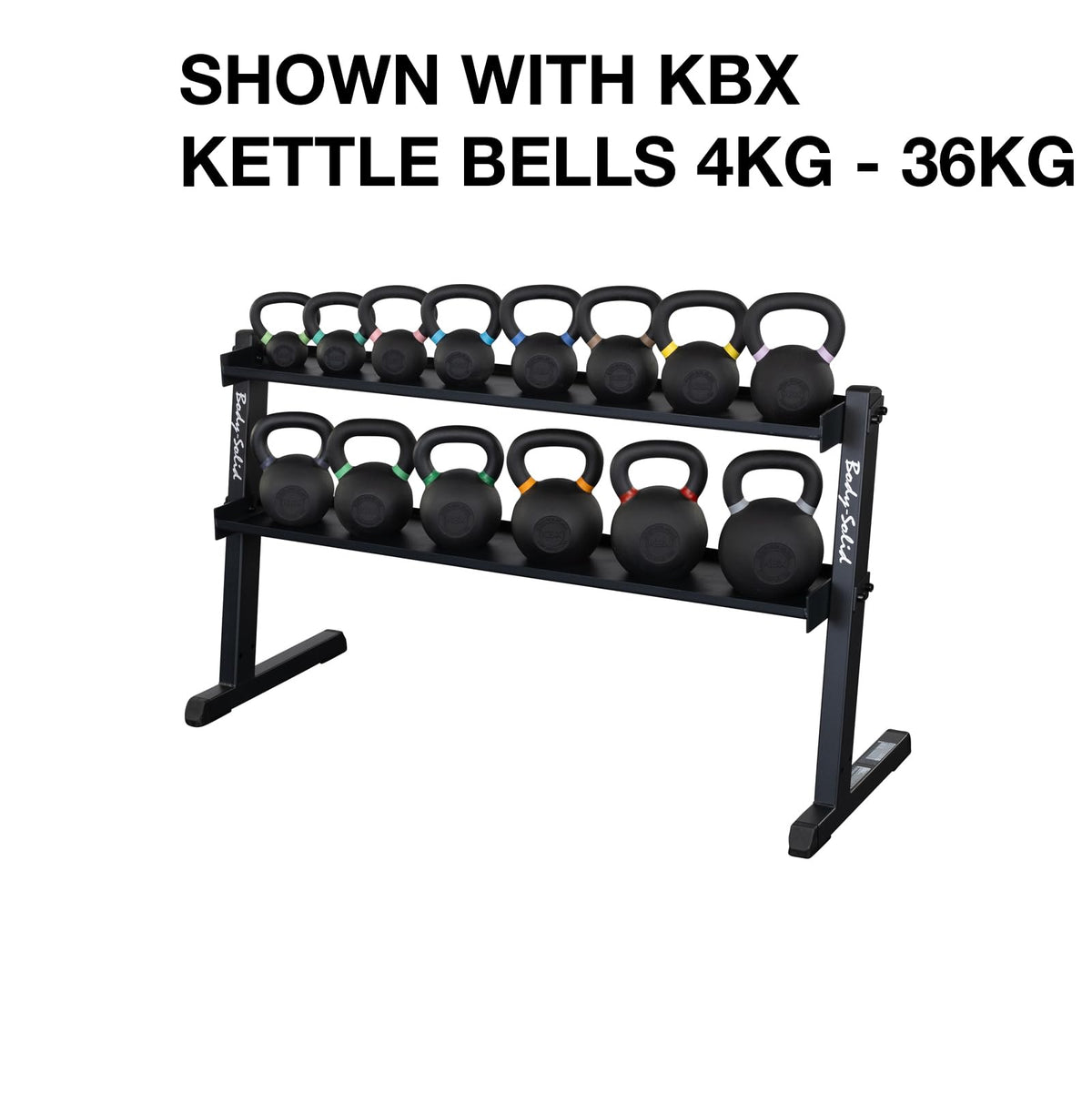 Body Solid (GKR60) 2-Tier Kettlebell Rack, 1000lb Weight Stand Storage, Commercial and Home Gym Strength Training Organizer