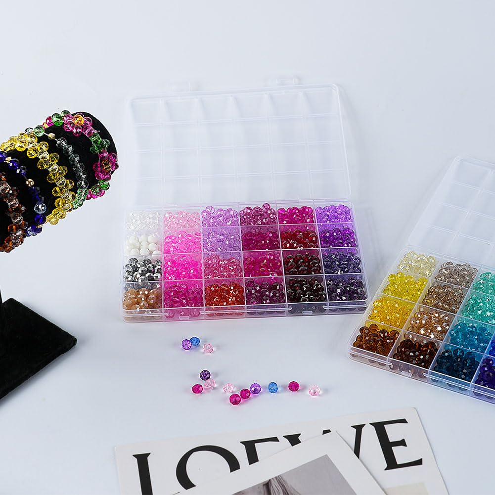 Faceted Glass Beads, 8mm 1400pcs+ Fancy Crystal Beads for Jewelry Making, Bracelet Necklace Earring Craft, Beading Supplies, Home Decor, Crafts Gifts for Girls Ages 6-12