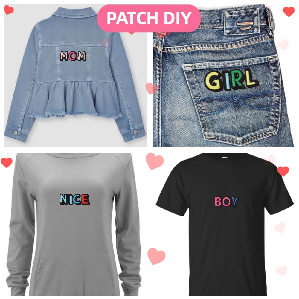 104 Pieces Iron on 3D Alphabet Letter Patches, Full Embroidered 4 Set A-Z Alphabet Iron on Sew on Applique Letter Fabric DIY Decorate Patches for Clothes Jackets Hats Shirts Jeans Bags Pants