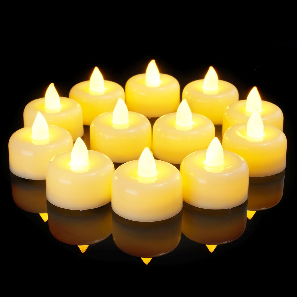 Amagic 50Pack Flameless LED Tea Lights Candles Battery Operated, Electric Fake Tealight Candles for Votive, Halloween, Christmas, Home Decor, Wedding, Table Decor (50Pack)