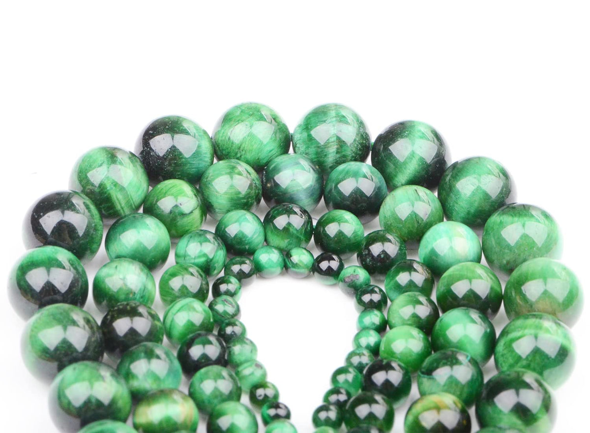 Bymitel 90 pcs Round Loose Stone Beads Gemstone Spacers for Charm DIY Jewelry Making 15.5" per Strand 4mm (Green Tiger's Eye, 4mm)