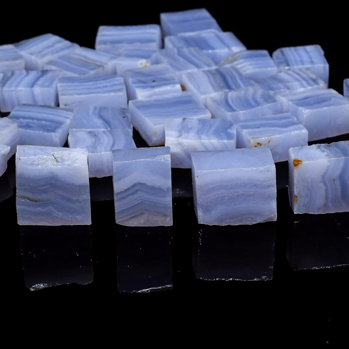 GEMKORA 50 carats Raw Blue Lace Agate Crystals, Wholesale Lot, Natural Gemstone, Rough Crystals, Rock Stones, Jewelry Making Supplies, DIY & Crafts [3-4pcs]