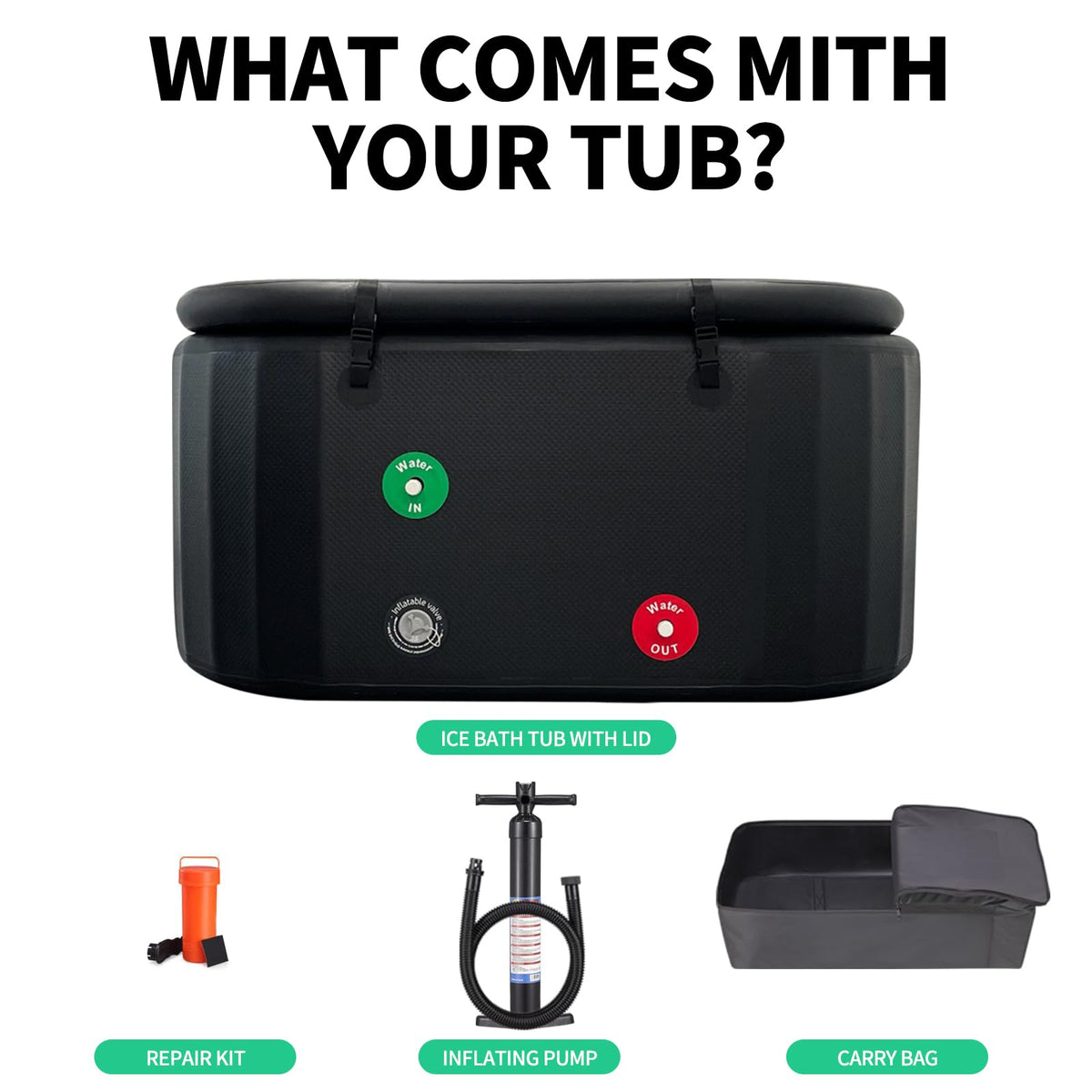 216 Inflatable Cold Plunge Tub with Insulated Lid,Ice Bath Tub for Athletes, Compatible with ice bath chiller Portable for Outdoor & Indoor Recovery