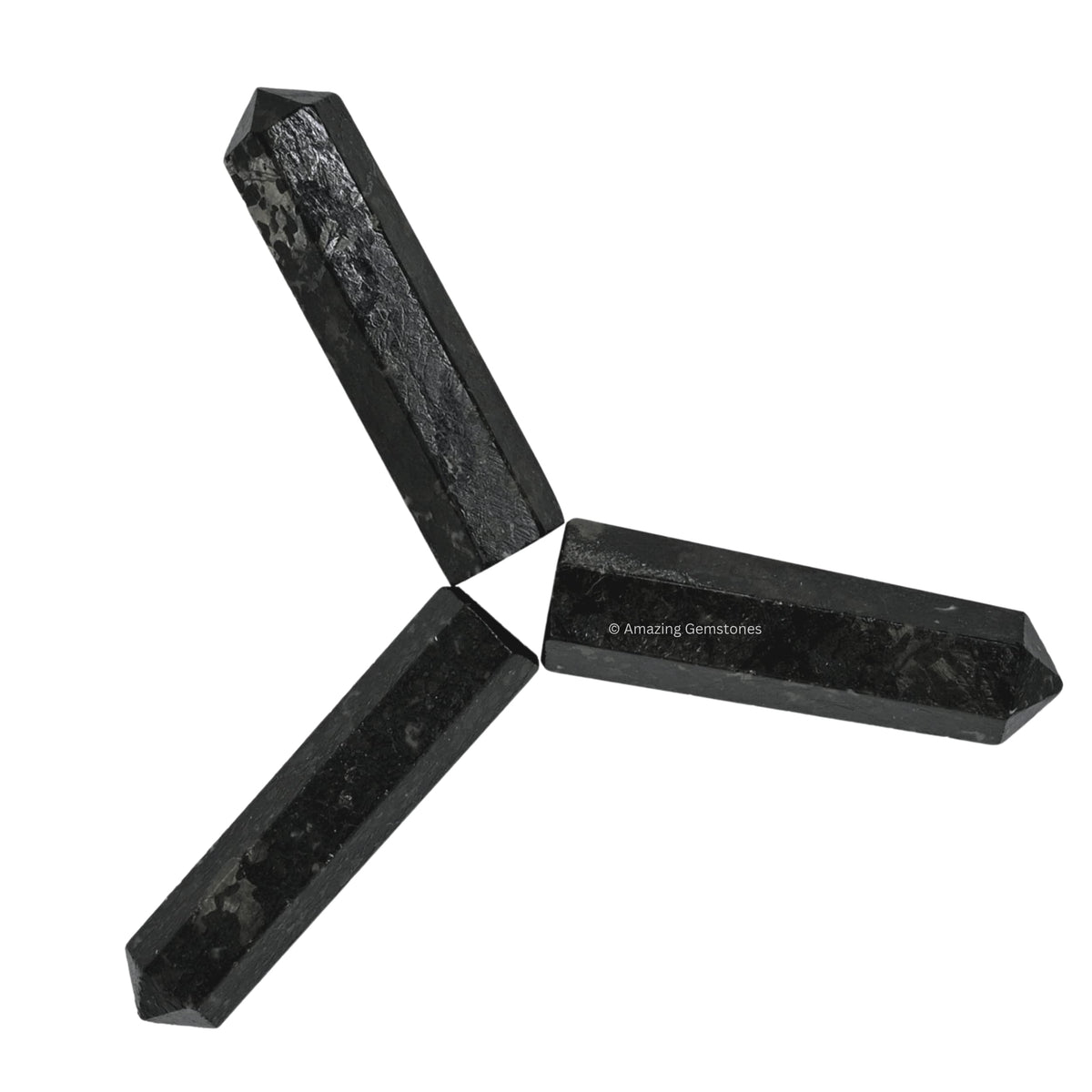 Amazing Gemstone Nuummite Crystal Points Bulk Healing Crystals & Stones - Pack of 3 Single Terminated Healing W& Point Bulk Crystals for Crafts, Crystal Grid, DIY Work - Premium Crystals