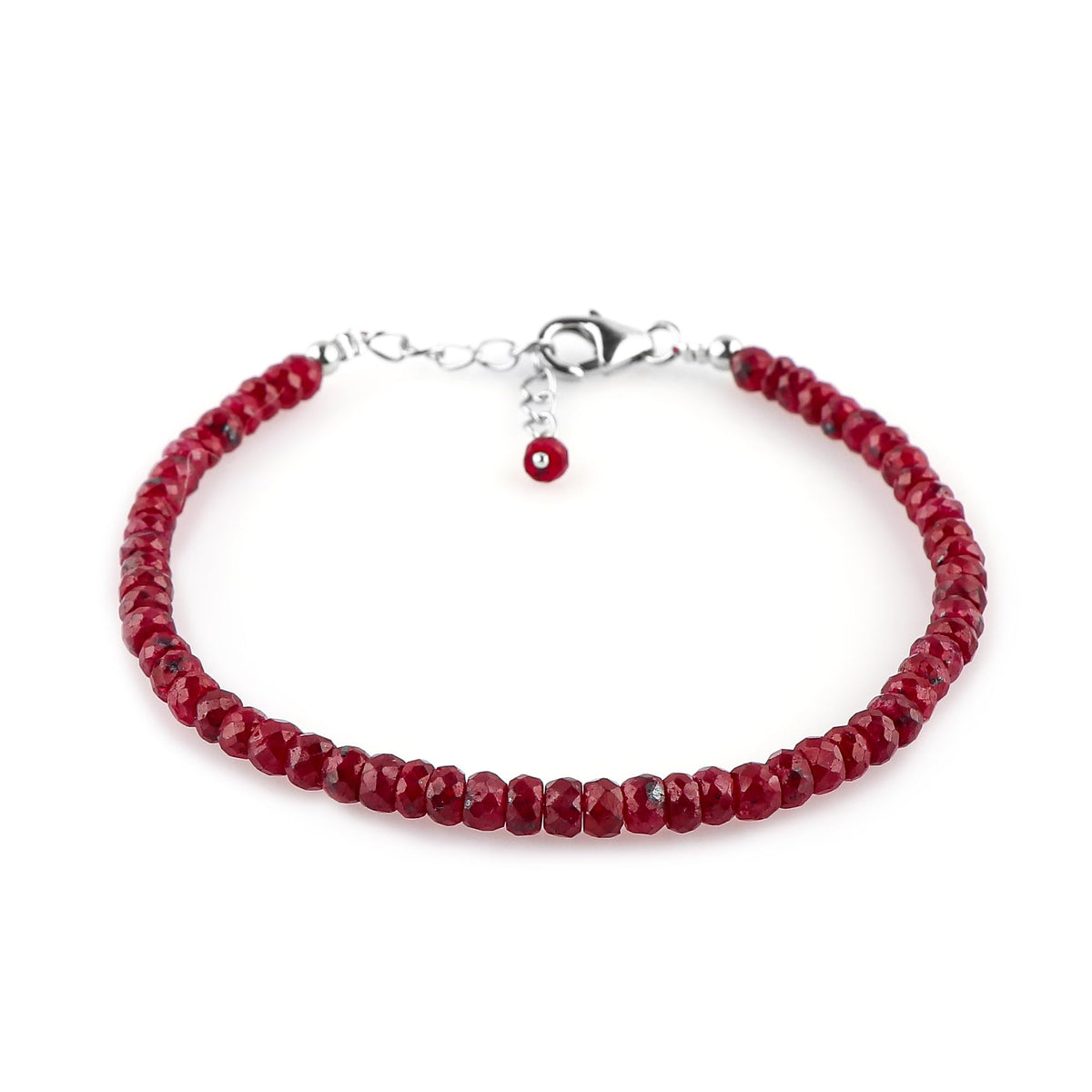CRYSTALIS Natural Red Sapphire Color Corundum Beads Adjustable Bracelet, High Grade Beaded Crystals, Chakra Healing Gemstone, Gift Giving Women Jewelry, 925 Sterling Silver Slider 8 inch