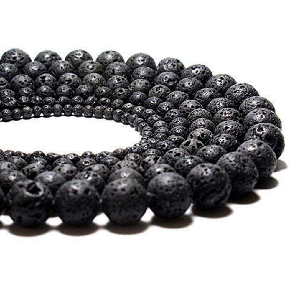 Natural Black Lava Round Genuine Stone Beads - 100pcs, 10mm, Hole 1mm, DIY for Essential Oil Yoga Bracelet Necklace Earrings Jewelry Making