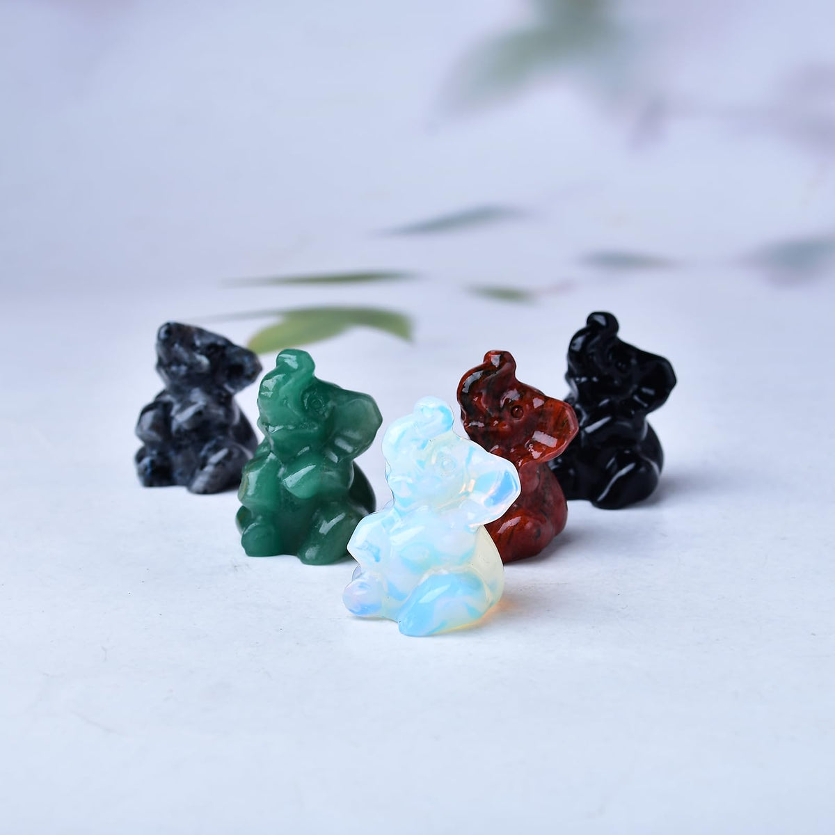 WUYOUSHI Sesame Stone Elephant Decor Figurine Crystals and Healing Stones Elephant Statue Polished Pocket Gemstones Bedroom Office Desk Home Decoration A Lucky Decoration
