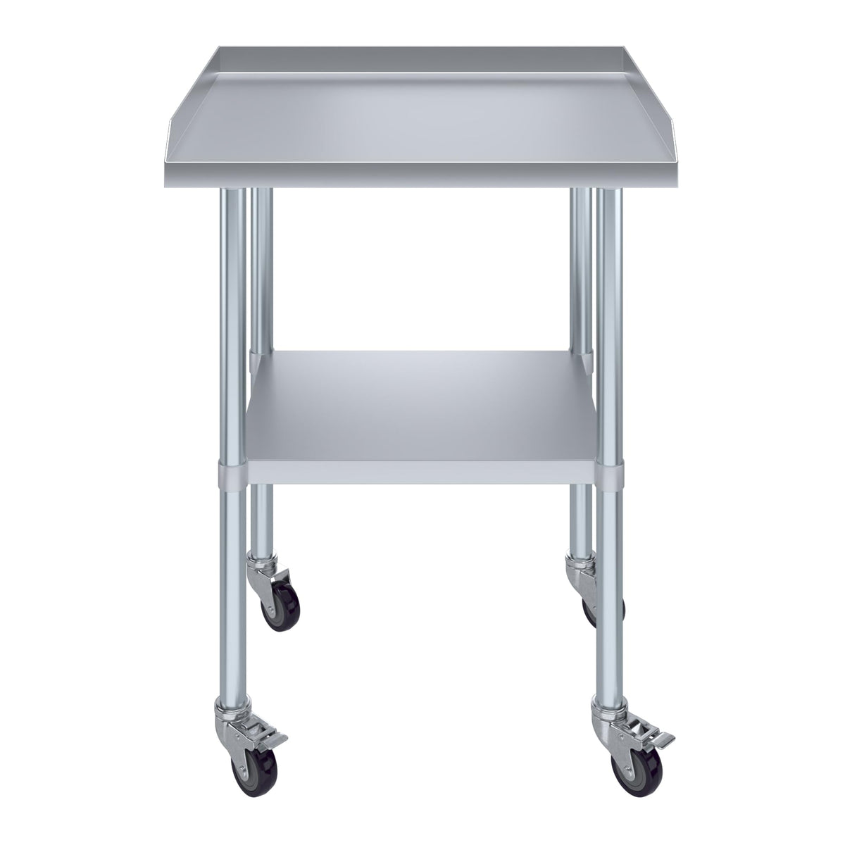 AmGood Commercial Work Table with Backsplash and Sidesplashes with Casters | NSF (Stainless Steel Table with Sideguards + casters, 30" Long x 24" Deep)