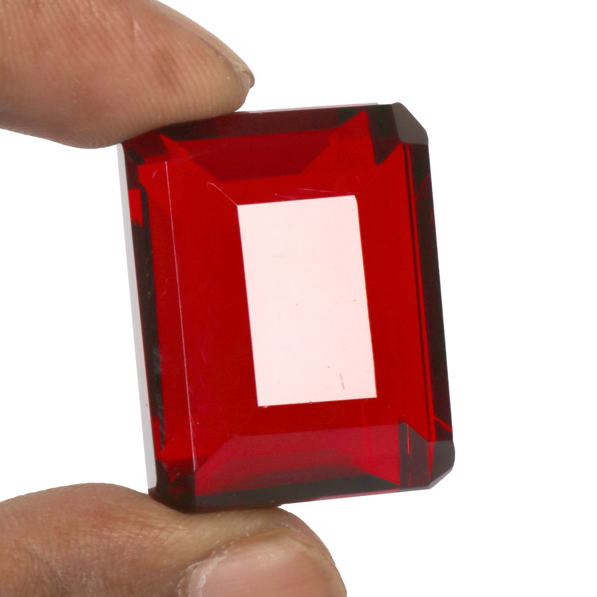 GEMHUB Emerald Cut Blood Red Color 59.30 Ct Faceted Topaz Hydrothermal Jewelry Stone