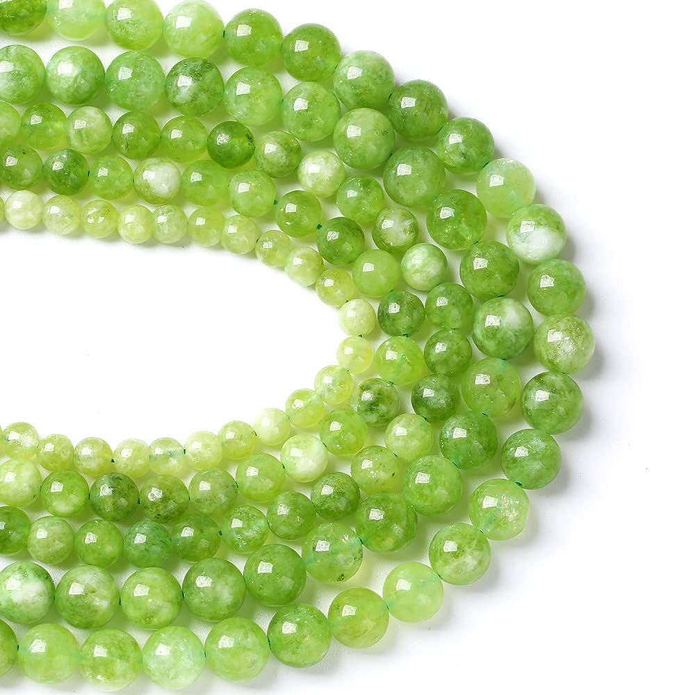 45pcs 8mm Natural Peridot Green Lace Jades Beads Round Loose Spacer Beads for Jewelry Making DIY Bracelets Crystal Energy Healing Power Stone 15 Inch (8mm, Green Peridot Jade)