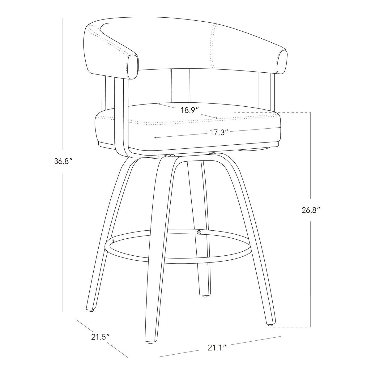 CHITA Swivel Counter Height Barstools Set of 2, FSC Certified Faux Leather Upholstered Bar Stools with Back and Armrest for Kitchen Island Home Bar, 27" Seat Height, Camel with Walnut Frame