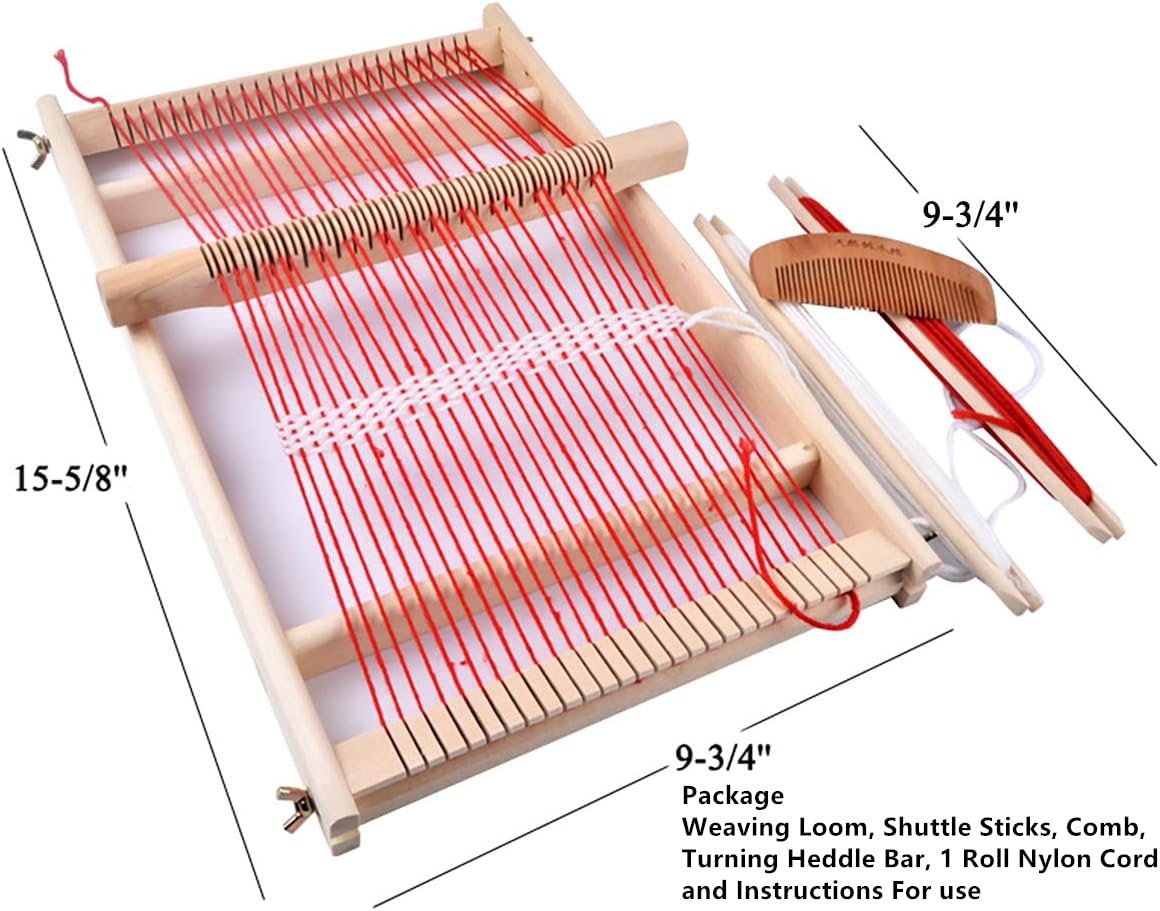 Yesland Multi-Craft Weaving Loom - Wooden Loom Large Frame Handcraft for Kids and Beginners -15.6 x 9.7 x 1.2 Inches