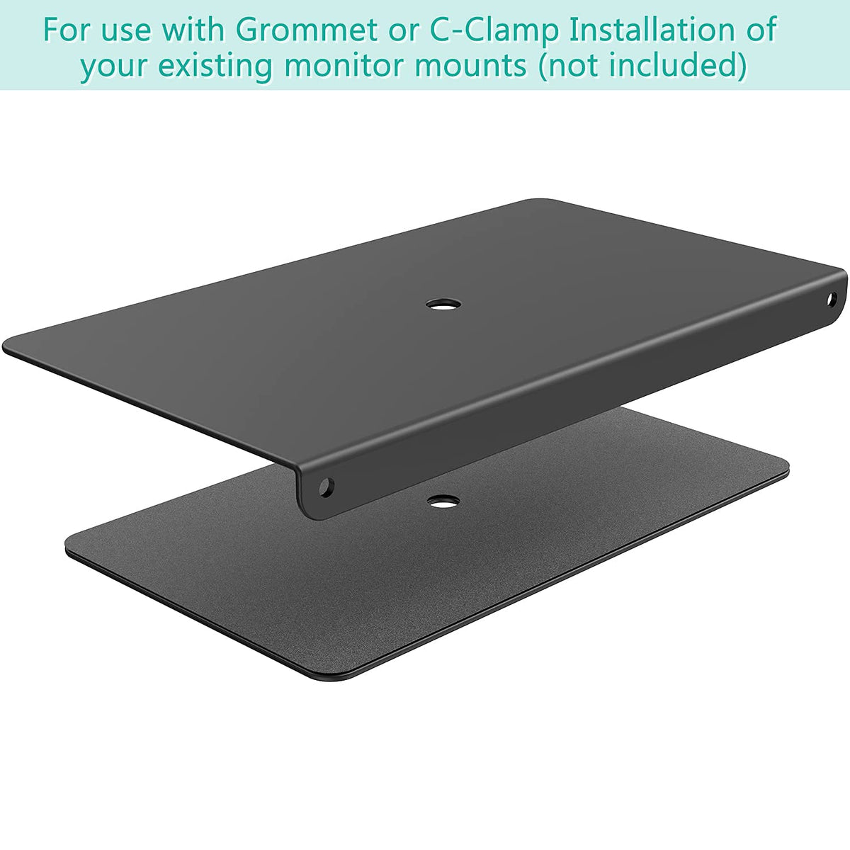 WALI Monitor Mount Reinforcement Plate for Thin, Glass, and Other Fragile Table Tops, with Most Monitor Bracket Grommet C Clamp Installation (CGRP-B), Black