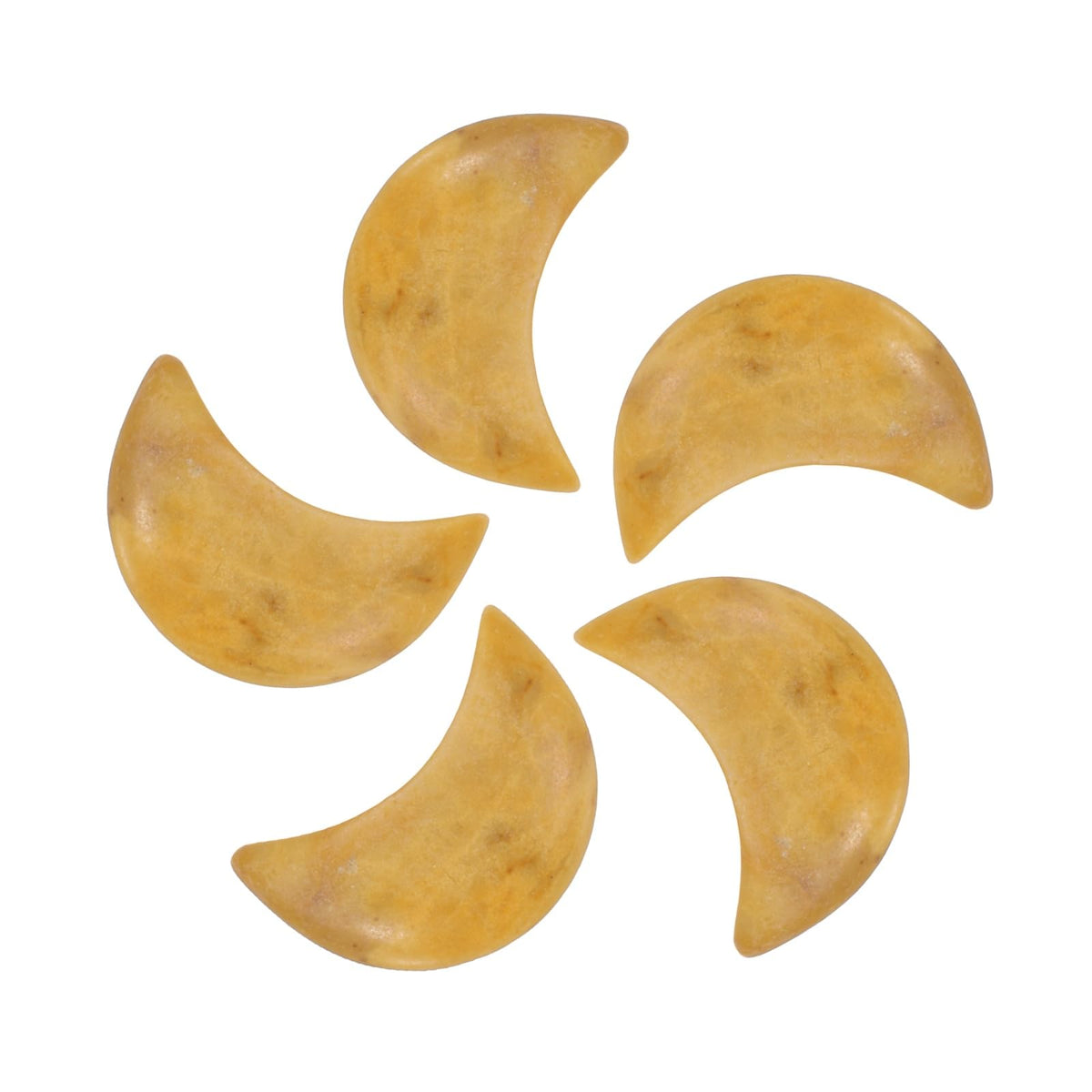 MECCANIXITY 5 Pcs Moon Crystal Worry Stone, 0.5 Inch Length Natural Yellow Stone Moon Gemstone Bulk, Carved Pocket Stones for Meditation Balancing Pendant Decor