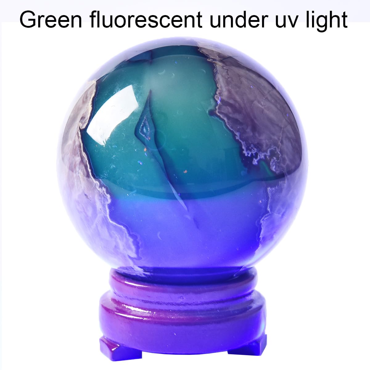 JIC Gem Volcanic Agate Crystal Sphere Large Quartz Crystal Ball with Stand Healing Ornament Witchcraft Meditation Decor 2.3-2.7 inch(60-70mm)