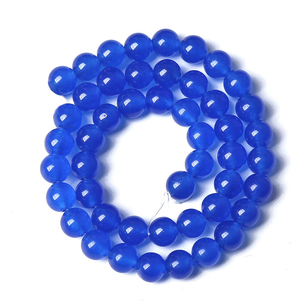 10MM 38PCS Deep Blue Chalcedony Natural Stone Loose Beads for Jewelry Making DIY Bracelet