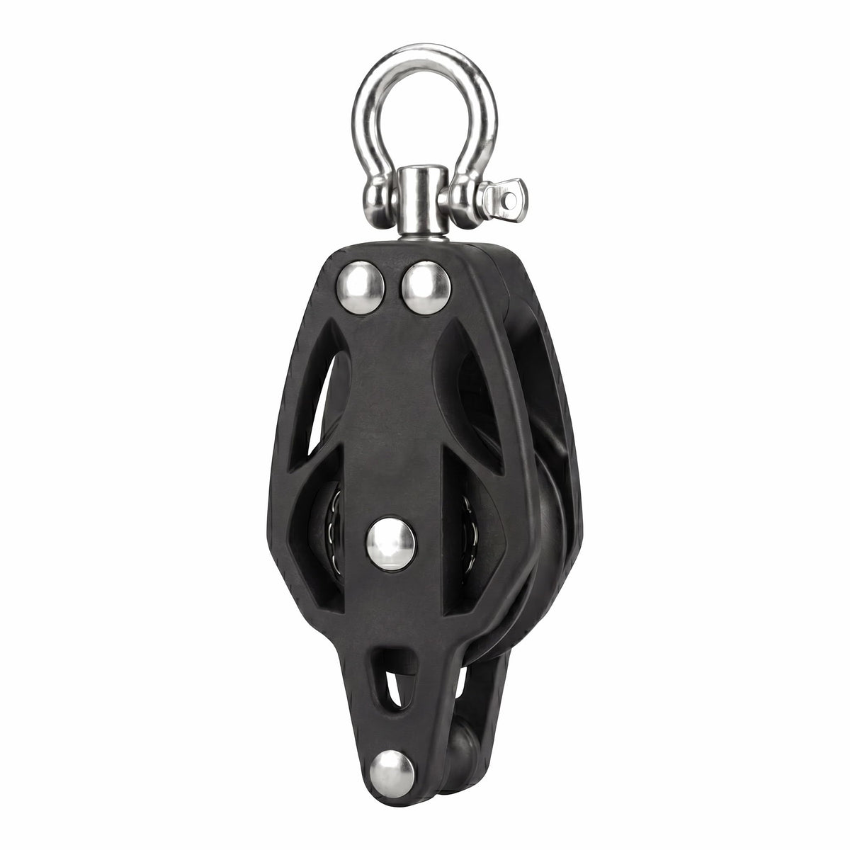 RiaYer Ball Bearing Single Block Pulley, 50mm Sheave with Lockable Swivel and Becket, 316 Stainless Steel Marine Hardware for Sailboat Mainsheet, Shade Sail Rigging, Accepts Up to 10mm Line