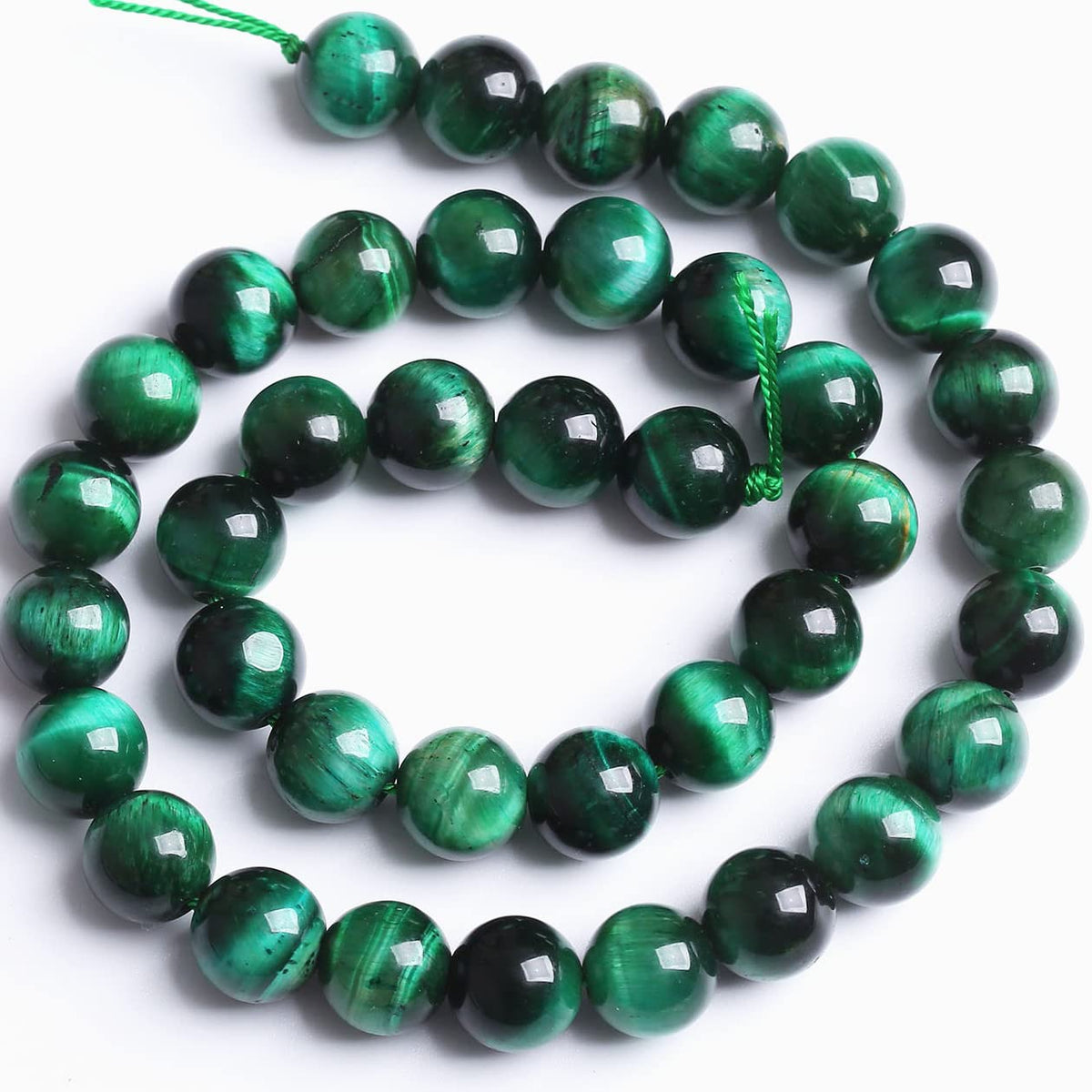 36PCS 10MM AAA Green Tiger Eye Stone Beads Natural Gemstone Bead Crystal Healing Energy Jewelry Making DIY 15 inches