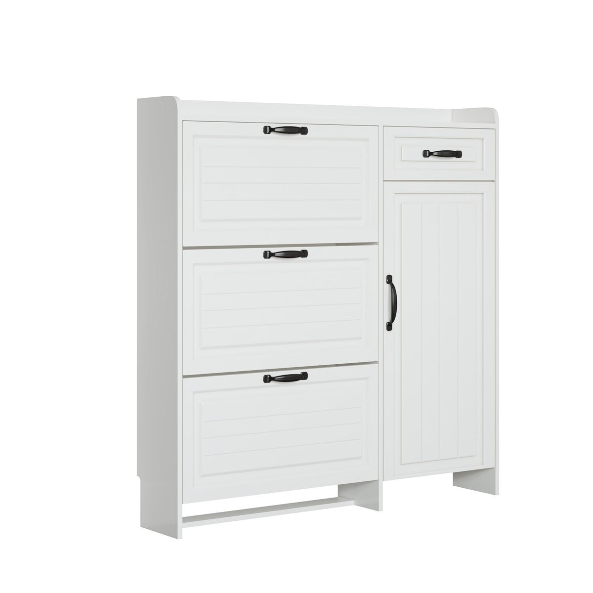 Ball & Cast Shoe Storage Cabinet with 3 Flip Drawers & 1 Drawer, Freestanding Hidden Shoe Organizer with Legs for Entryway, Narrow Shoe Rack Cabinet for Living Room,White
