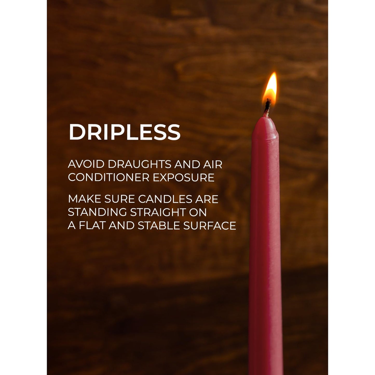 CANDWAX 8 inch Bordeaux Taper Candles Set of 12 - Unscented Smokeless Dripless Tall Candlesticks - Ideal for Home Decor, Thanksgiving or as Christmas Candles - Tapered Christmas Candle Sticks