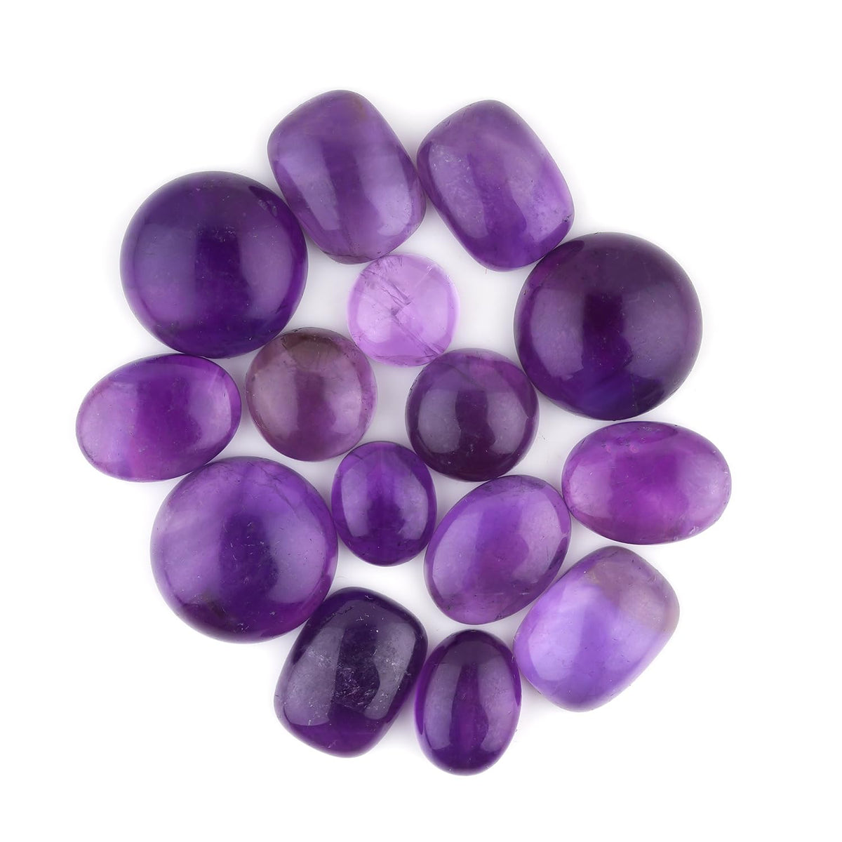 GemSymphony 100 Carat Natural Amethyst Gemstone Cabochon Lot Mixed Shapes – 10 pcs Hand Polished Crystal Stones for Jewelry Making Supply, Healing, Reiki, Craft Supplies, Unique Cab Set for Wire Wrapping & Collectors (10-20 mm)