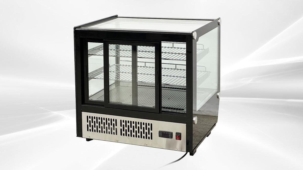 Bakery Display Cooler Countertop Refrigerated Case Desktop Vertical 28 ins Commercial Restaurant Pastry Deli Stainless Steel Base Curved Glass NSF Food Cooler CW120720