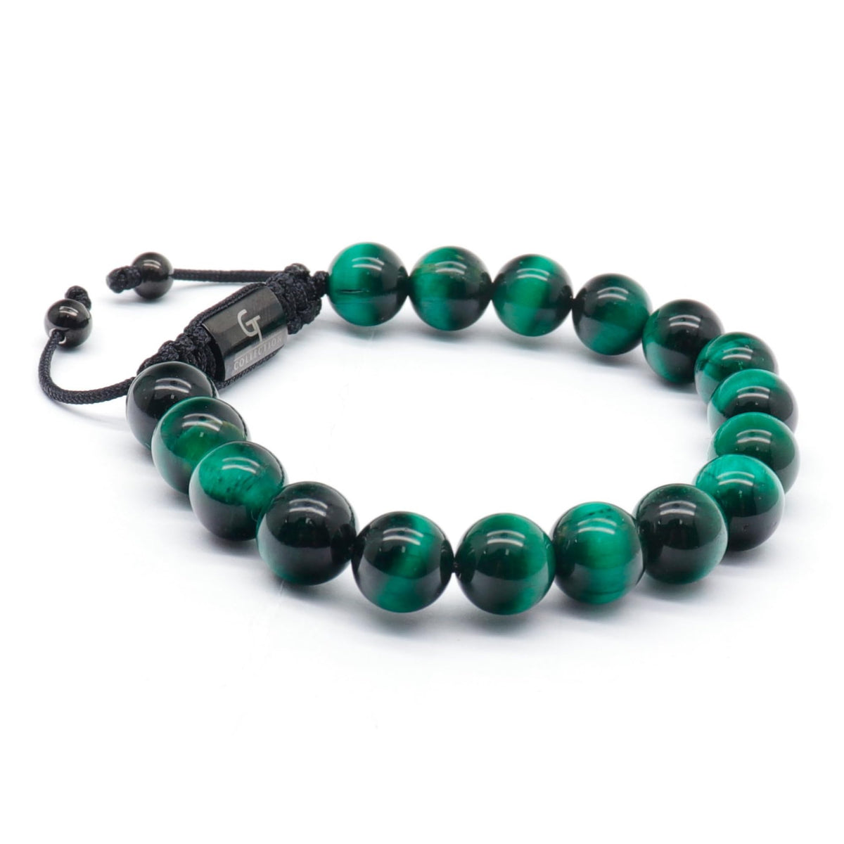 2 PIECE SET - Men's Beaded Bracelet And Flatbead Bracelet | Gift for Men | One Size Fits All | Used for Its Grounding Effects | 100% Natural | Adjustable Bracelet for Men with Gemstones (Green)