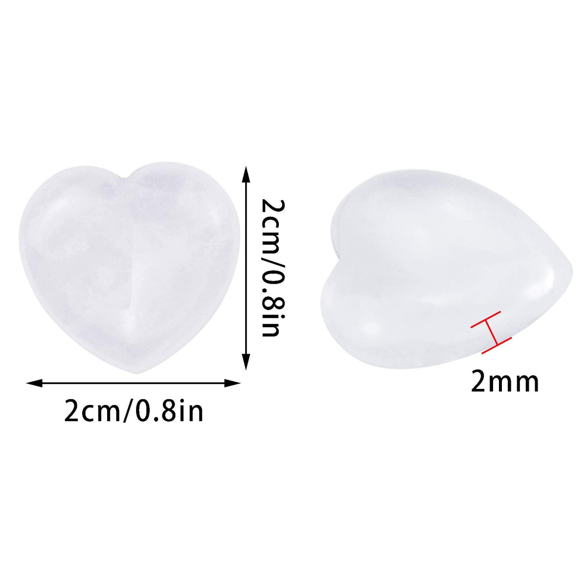 Marrywindix 15 Packs 0.8 Inch Healing Crystal Natural White Crystal Heart Love Carved Palm Worry Stone Chakra Reiki Balancing