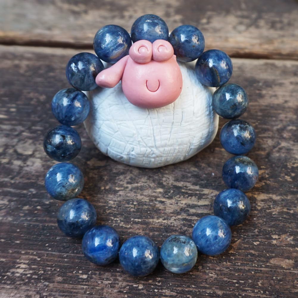 TaHLga Kyanite Bracelet 12MM for Women Men Beads | Control of Your Life - Fits for About 8" Wrist | Anxiety & Stress Relief | Absorb Negative Energy | Gift
